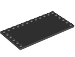 Tile, Modified 6 x 12 with Studs on Edges, Black (6178 / 4108163 / 4296198 / 4653050 / 6147030)