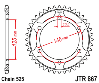 Звезда ведомая (44 зуб.) RK B5625-44 (Аналог: JTR867.44) для мотоциклов Yamaha