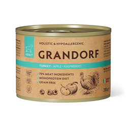 Grandorf (Грандорф) влажный корм (консерва) для собак паштет из индейки с яблоком и малиной, 200 г