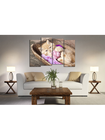 Модульная картина "Котенок с клубочком"