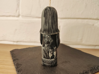 Свеча "Даждьбог" черная с белым мраморная, 1 шт., 3 x 8,5 см