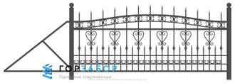 Красивые откатные сварные ворота с элементами ковки KSZ15-41 купить от производителя