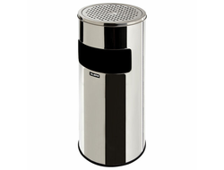 Урна с пепельницей 27 литров, 600х250 мм, нержавеющая сталь, зеркальная,