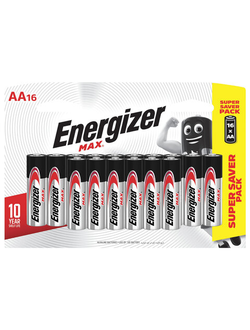 Батарейки КОМПЛЕКТ 16 шт., ENERGIZER Max, AA (LR06,15А), алкалиновые, пальчиковые, E301533101