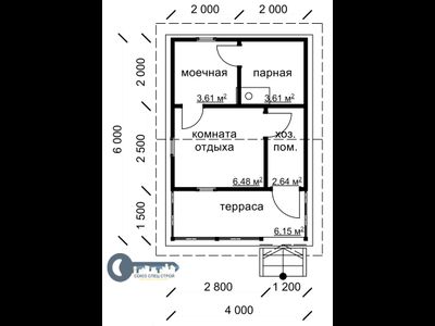 Б-08  ГАБАРИТНЫЕ РАЗМЕРЫ: (6Х4М) 1 ЭТАЖ, ОБЩАЯ ПЛОЩАДЬ: 24М²