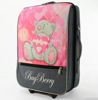 Детский чемодан BagBerry Мишка Тедди (Teddy Bear) чёрно-розовый