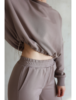 Брюки с карманами и регулировкой длины (капучино)