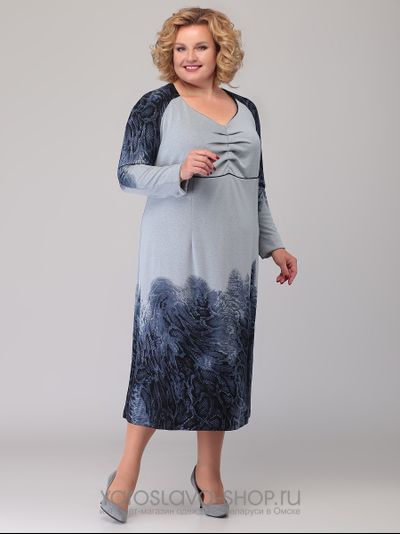 Модель: 3590-С. Платье из купонного трикотажа с длинными рукавами-реглан и кокеткой.