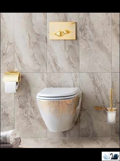 Унитаз CREAVIT Terra TP325-11CB00E-CA00 с декором золото Цветы, подвесной