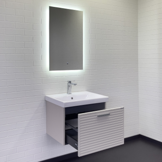 Тумба-умывальник "Касабланка-60" серый шёлк с раковиной Moduo 60