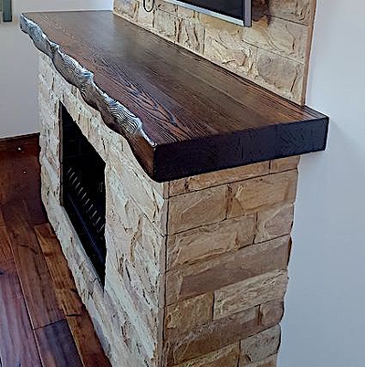 полка для камина, каминная полка, отделка из дерева, дерево в интерьере, брус лиственницы, массив