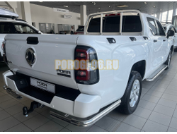 Защита заднего бампера  угловая двойная под фаркоп Папа Тюнинг d60/42 для Great Wall Poer KingKong 2023-