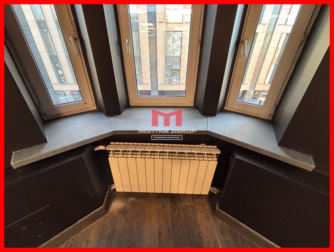 Оклейка подоконников текстурной плёнкой SOIF под бетон