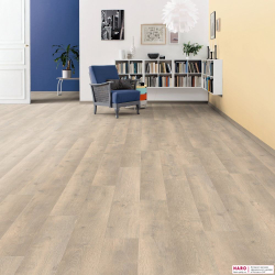 Декор ламината Haro Дуб Бергамо Антик Белый 538646 в интерьере гостиной