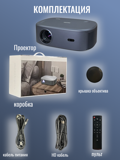 Проектор Everycom HQ9W Ultra (HQ10W), версия 2025 года, Full HD со встроенным Android 12.0, 800 Ansi люменов