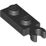 Plate, Modified 1 x 2 with Clip on End Vertical Grip, Black (78256 / 6350725)