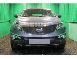 Защита радиатора KIA Sportage 2014-2016 (Classic) black верх