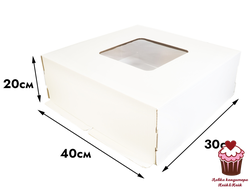 Коробка для торта с окном гофрокартон 30х40х20 см