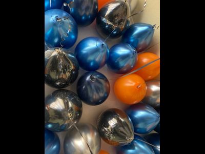 Шары под потолок хром синий,хром серебро,темно-синий пастель,оранжевый пастель,черный стеклянный эффект с конфетти 25шт