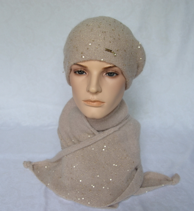 Шарф платок Италия кремовый и берет Vizio фото