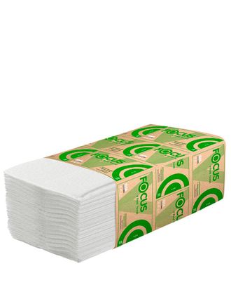 Полотенца бумажные Focus Eco V-сложения, 1-слойные, белые, 200 листов в упаковке /1/15/