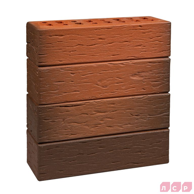 Клинкерный кирпич облицовочный пустотелый ЛСР Ноттингем красный флэшинг береста 250х85х65 мм