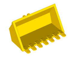 Vehicle, Digger Bucket 7 Teeth 3 x 6 with Locking 2 Finger Hinge, Yellow (30394 / 4140709 / 6117931)