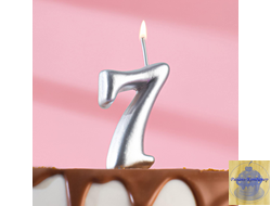 Свеча для торта цифра "Серебряная" "7"