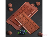 Форма для льда и шоколада Доляна «Плитка», 22,5×10,5×0,2 см, 24 ячейки, цвет шоколадный