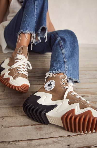 Кеды Конверс Ран Стар Моушн бежевые высокие A00851C с чем носить фото