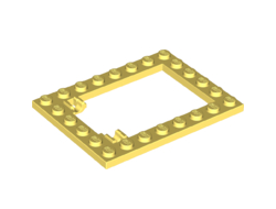 Plate, Modified 6 x 8 Trap Door Frame Horizontal (Long Pin Holders), Bright Light Yellow (92107 / 6331845)