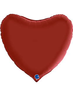 Шар 18"/46 см Сердце, Рубиновый, Сатин, Италия