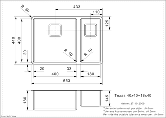 Мойка Reginox Texas L 40x40+18x40 matt