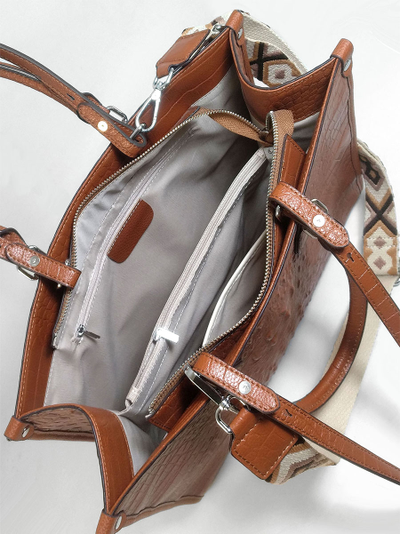 (АРТИКУЛ: 10104/1/5) СУМКА ЖЕНСКАЯ БОЛЬШАЯ, НАТУРАЛЬНАЯ КОЖА С ТИСНЕНИЕМ "КРОКОДИЛ", ЯРКО-КОРИЧНЕВАЯ, РУЧКИ И РЕМЕНЬ ЧЕРЕЗ ПЛЕЧО