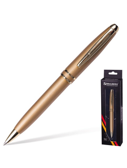 Ручка бизнес-класса шариковая BRAUBERG "Oceanic Gold", корпус золотистый, узел 1 мм, линия письма 0,7 мм, синяя, 140722
