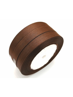 Лента атласная 12 мм, цвет темно коричневый арт. 32