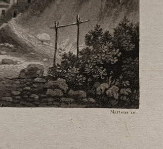 "Онфлер. Вход в порт" гравюра Charles Louis Mozin / Friedrich von Martens 1850-е годы