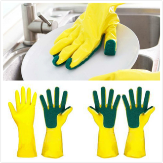 Перчатки для мытья посуды с губкой оптом