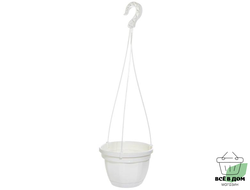 Кашпо НИКА 20 см 3л с подвесом и поддоном (белое)