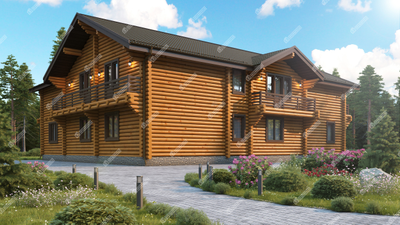 Гостиница из оцилиндрованного бревна "Кавказ", 490 м2