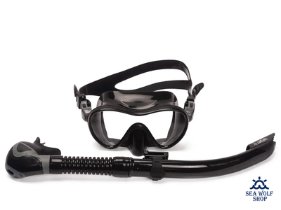 Маска для дайвинга с трубкой Sargan Агидель BLACK, комплект