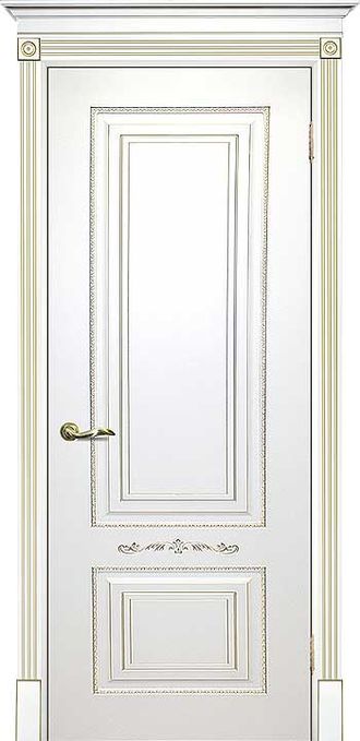 Дверь межкомнатная Смальта 4  белая эмаль с золотой патиной