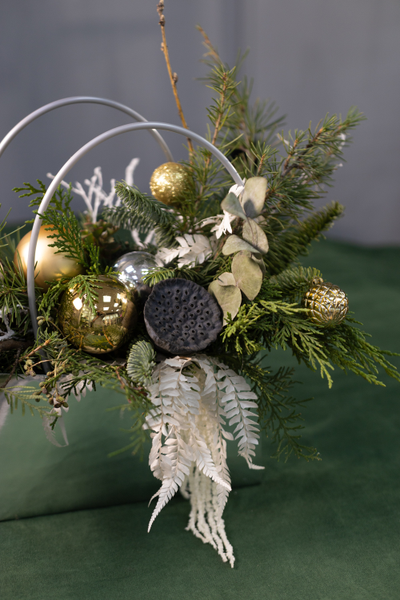 Новогодняя композиция в зеркальной сумке