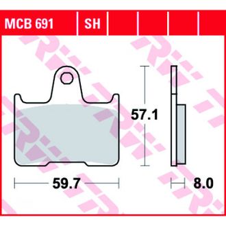 Тормозные колодки задние TRW MCB691 для Honda (Organic Allround)