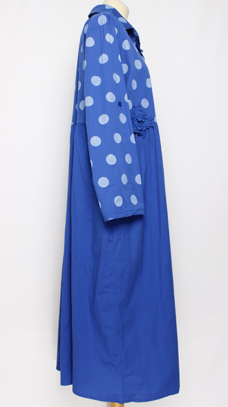 Платье - рубашка "КРУПНЫЙ ГОРОХ" ярко-синее