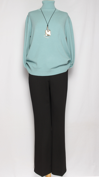 Брюки "Клеш от колена" трикотажные чёрные р.48-54