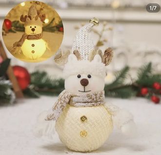 Светильник снеговичок в шапочке с рожками