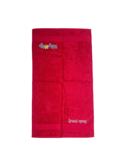 Полотенце ЛУЧШИЙ ТРЕНЕР (красное  большое)