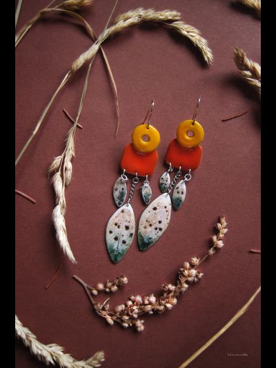 "Полдень над нивой", этнические серьги с подвесками