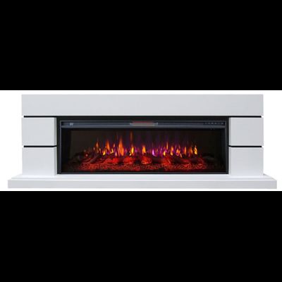 Линейный электрокамин Норд белый с очагом FreeSpace 60 LED FX QZ